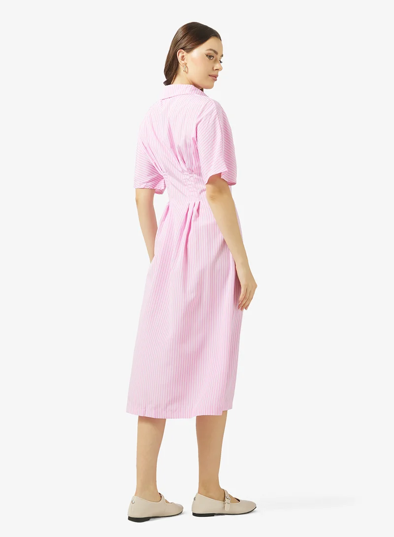 جينجر Button Up Pinstripe Shirt Dress